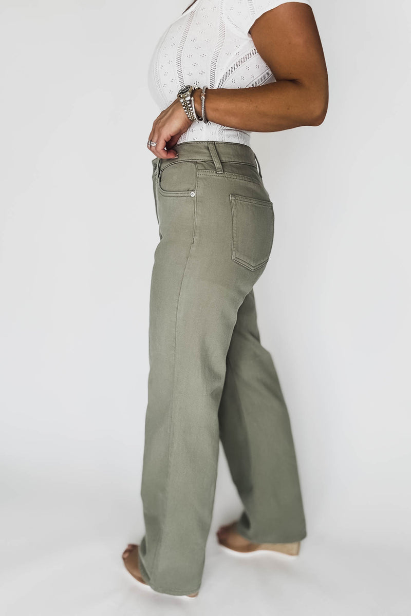 Olive High Rise Denim Pants