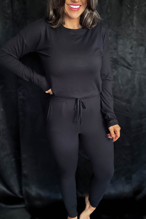 Brushed Hacci Black Lounge Joggers