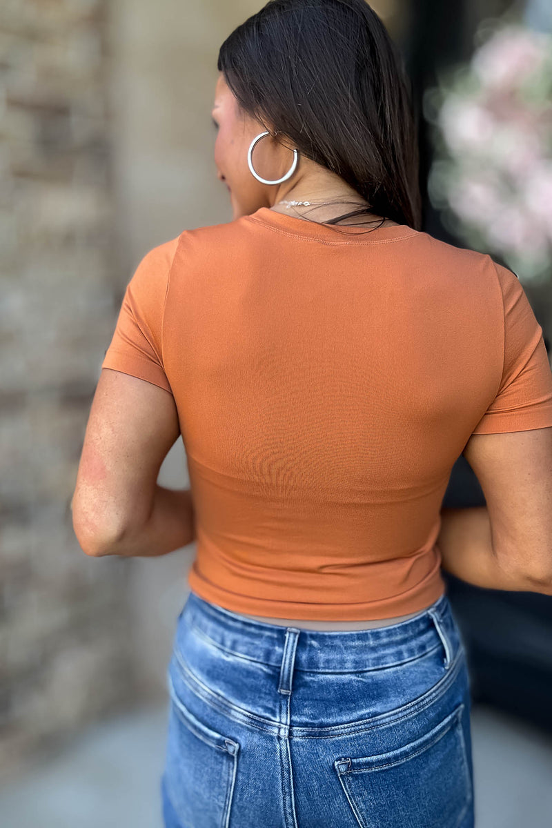 Best Deal Thai Tea Ultra-stretch Seamless Crew-neck Crop Top