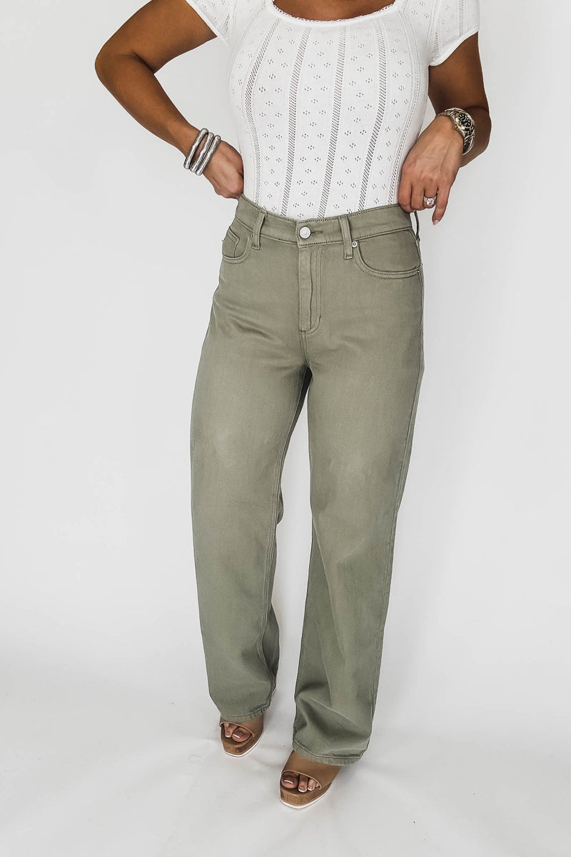 Olive High Rise Denim Pants