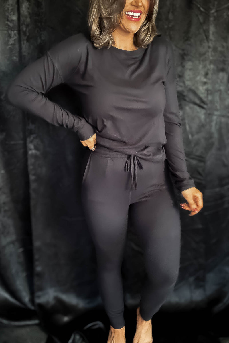 Brushed Hacci Black Lounge Joggers