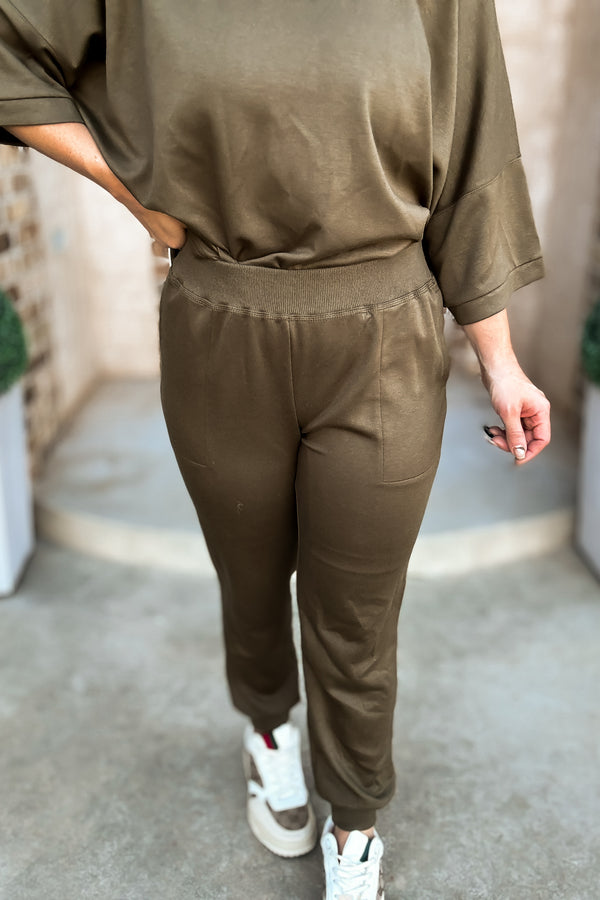 Olive Brown Luxeknit Joggers