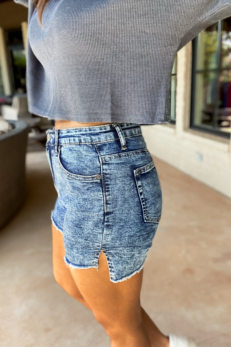 Time To Go Medium Wash Denim Shorts