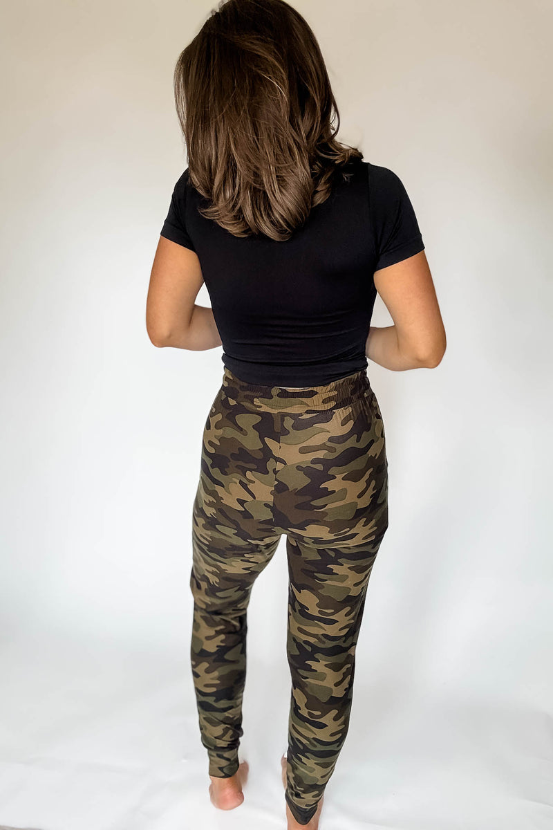 Camo Brushed Jogger Pants With Pocket