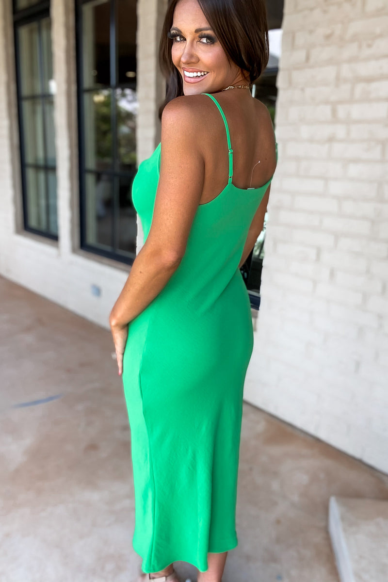 Into The Night Green Cowl Neck Dress