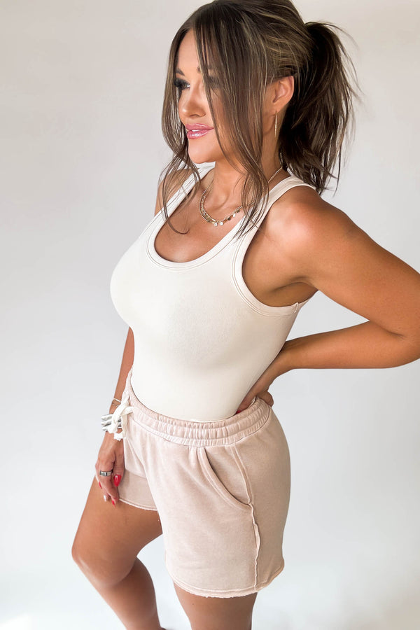 Comfy Club Tan Drawstring Lounge Shorts