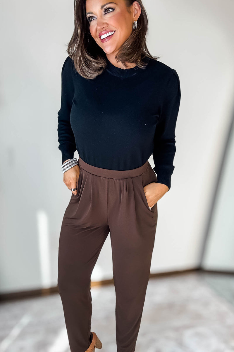 Dress It Up Brown Stretch Dress Pants