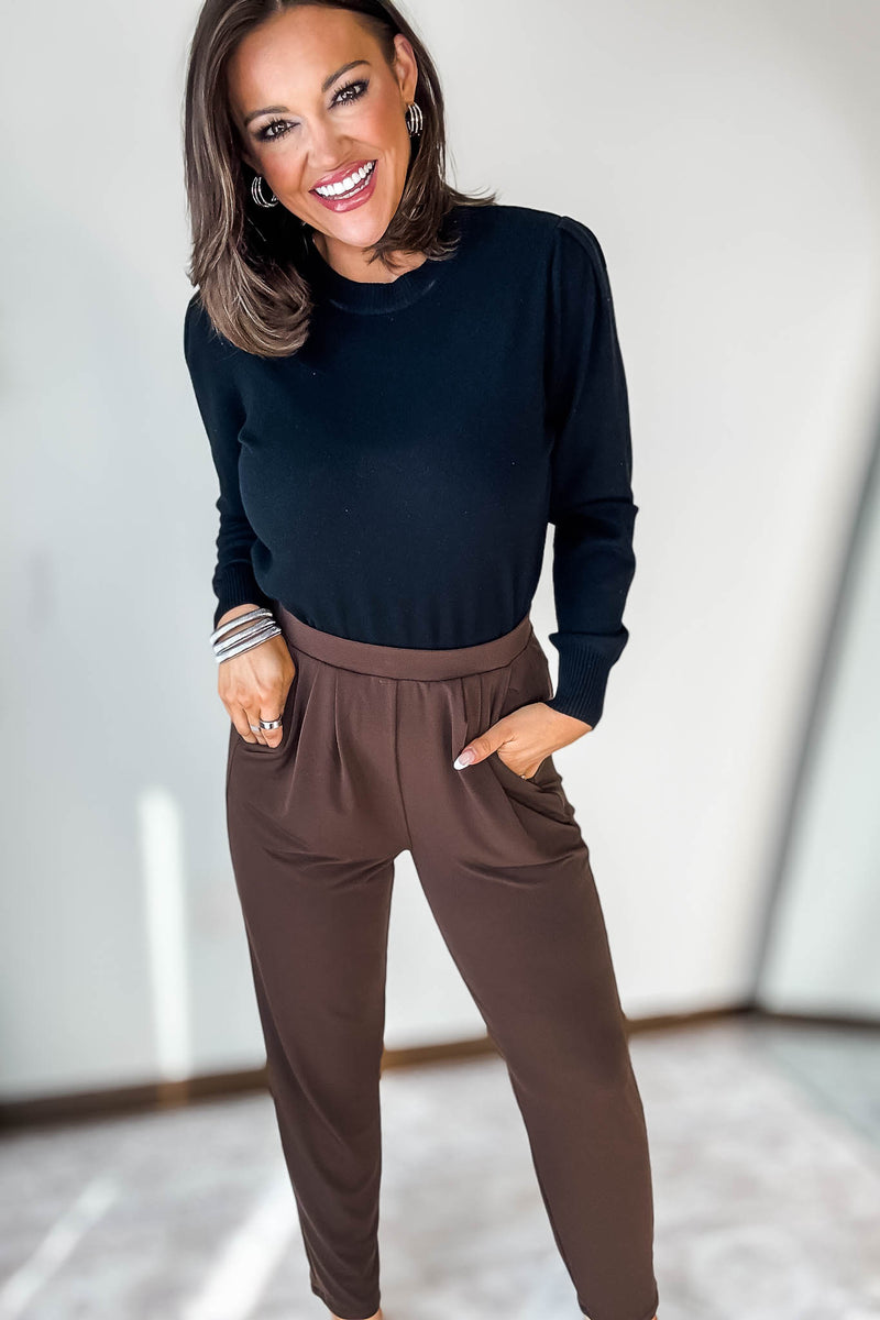Dress It Up Brown Stretch Dress Pants