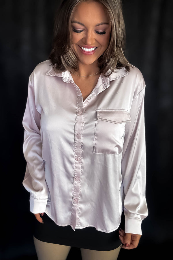 Satin Campange Button Down Blouse