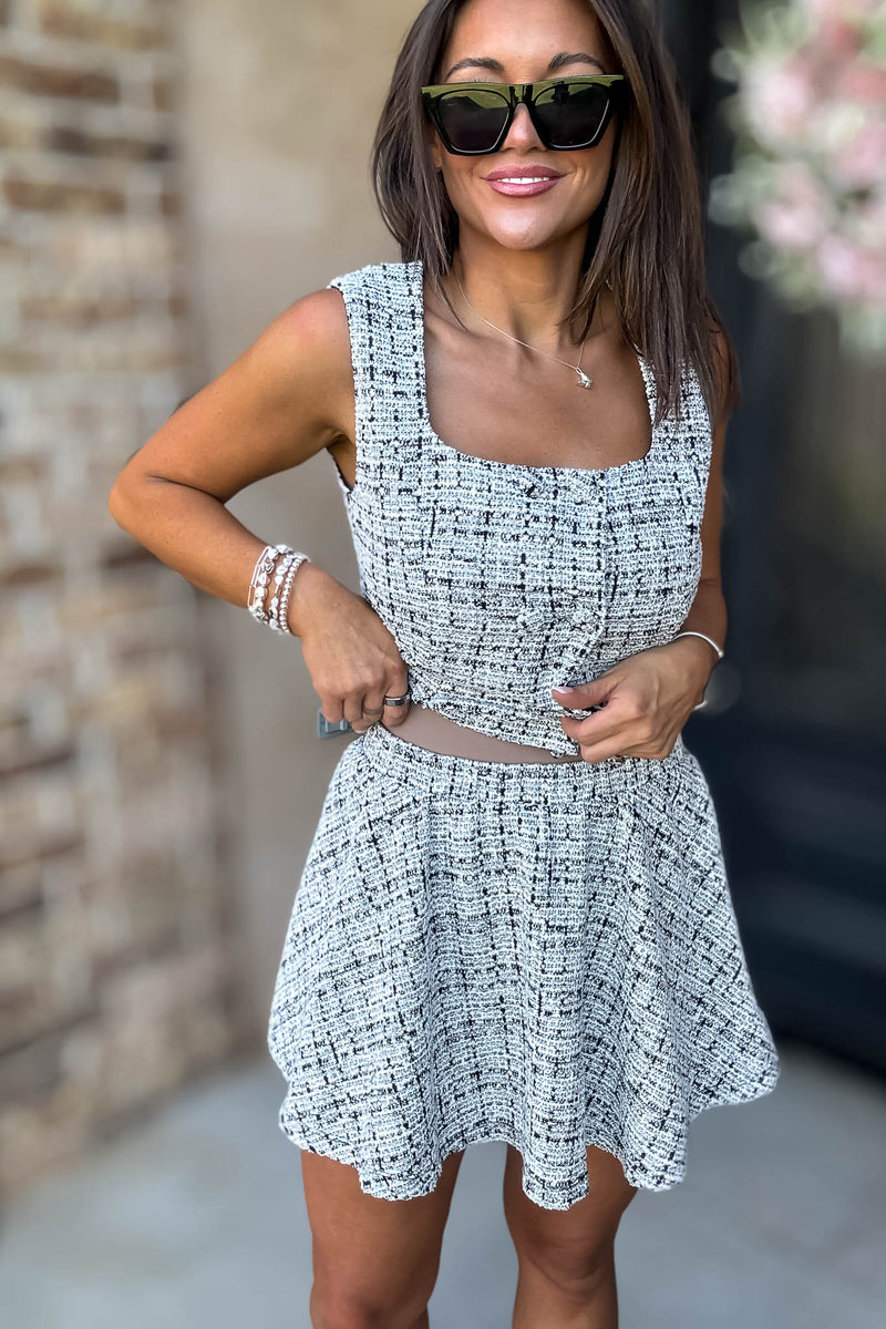 Mable Autumn Serenade Black Tweed Skirt