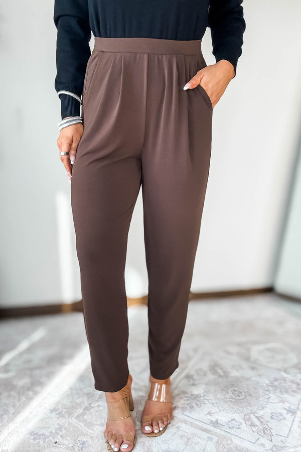 Dress It Up Brown Stretch Dress Pants
