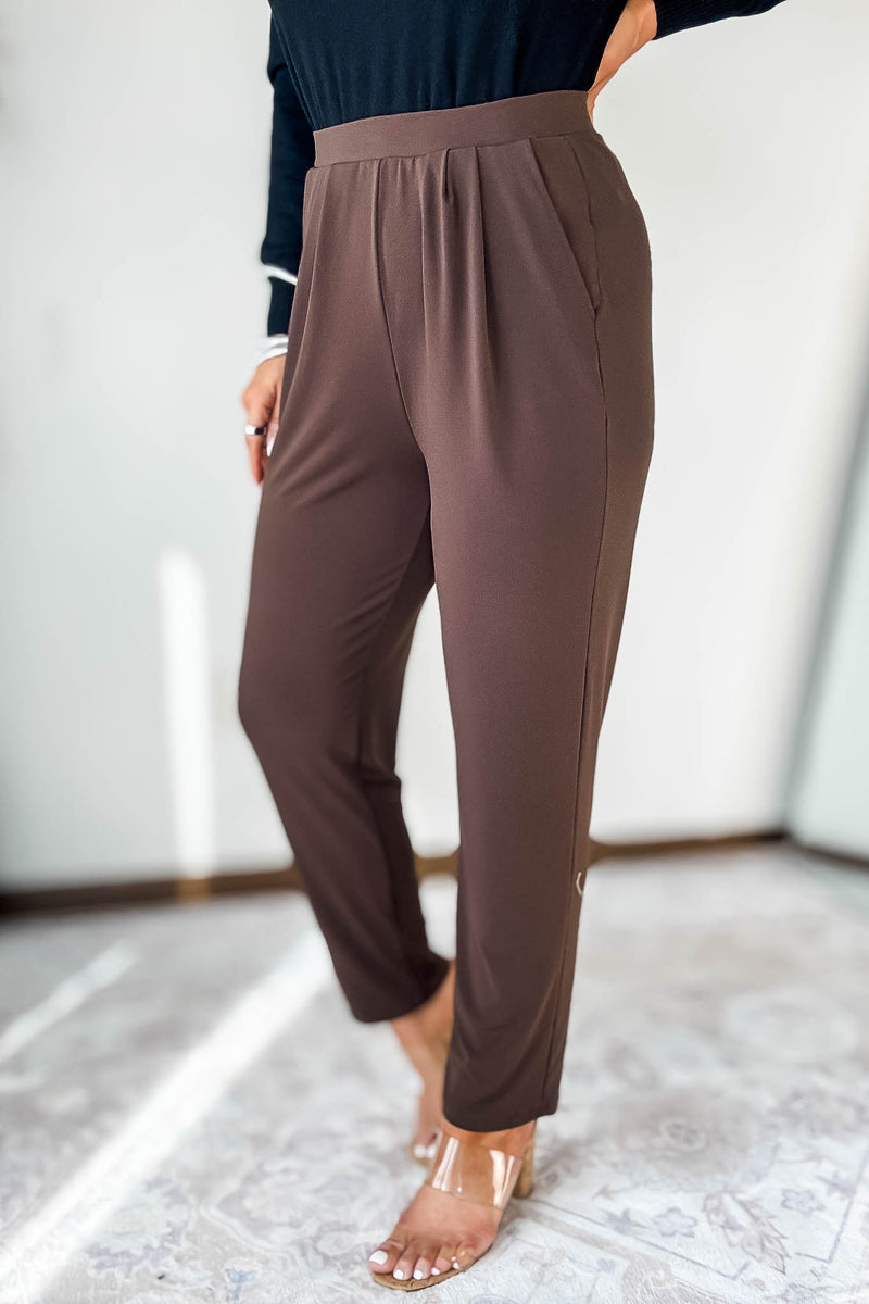 Dress It Up Brown Stretch Dress Pants