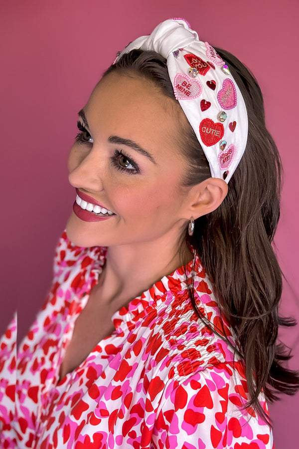 Conversation Heart White Headband