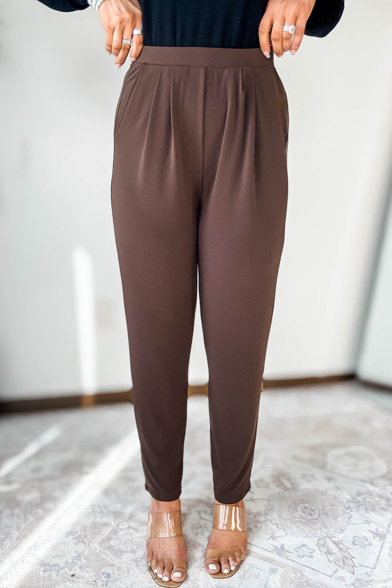 Dress It Up Brown Stretch Dress Pants