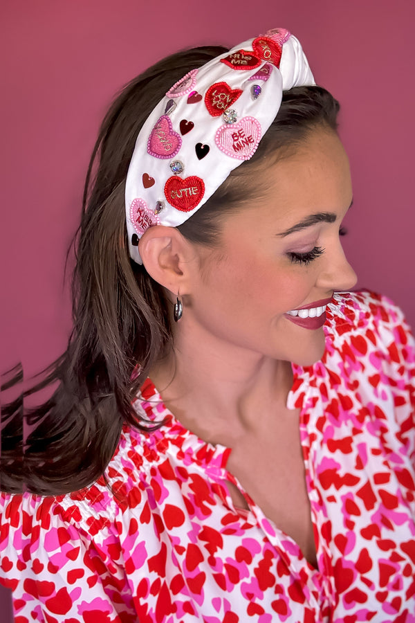 Conversation Heart White Headband