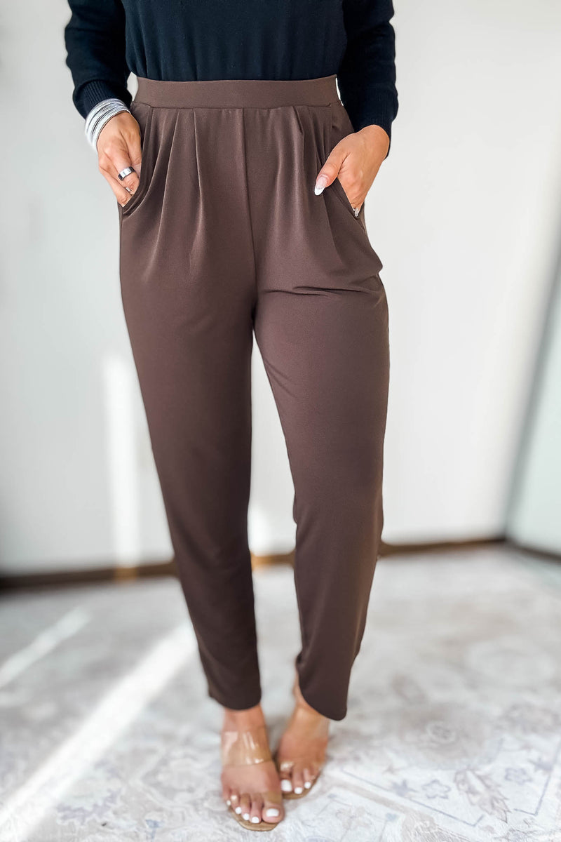 Dress It Up Brown Stretch Dress Pants