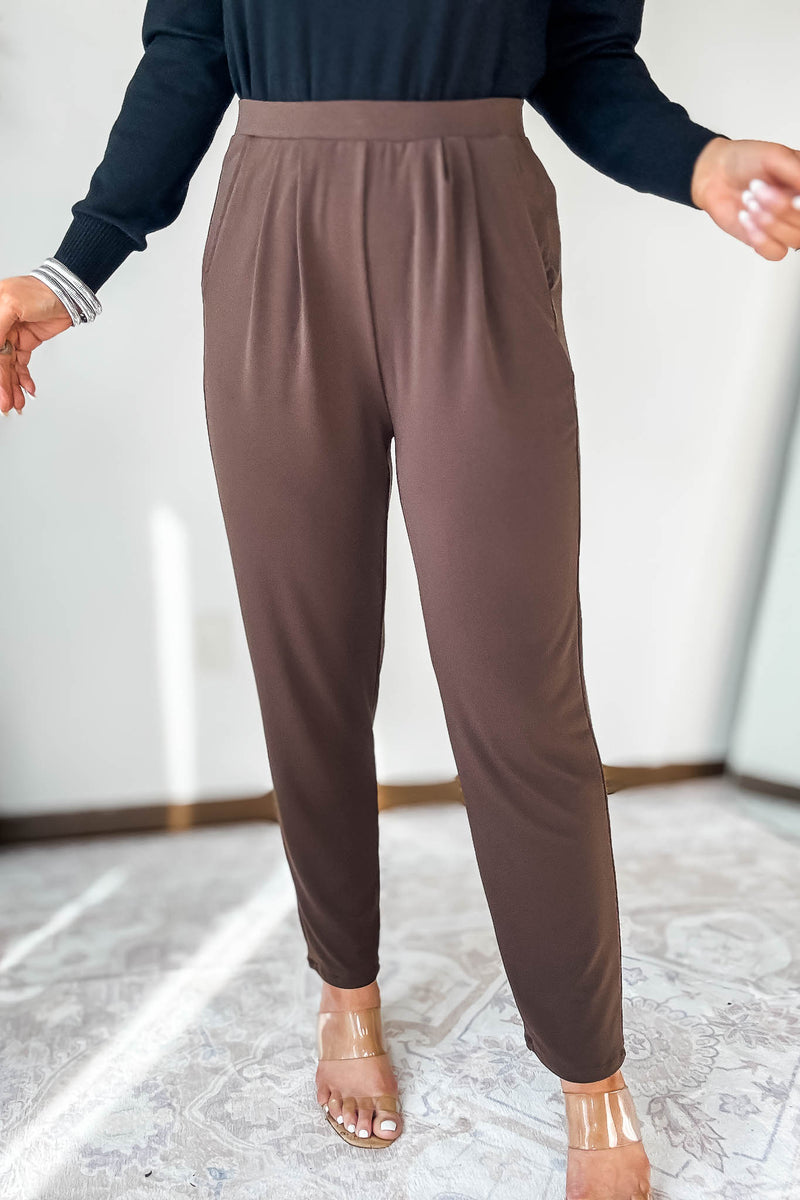 Dress It Up Brown Stretch Dress Pants
