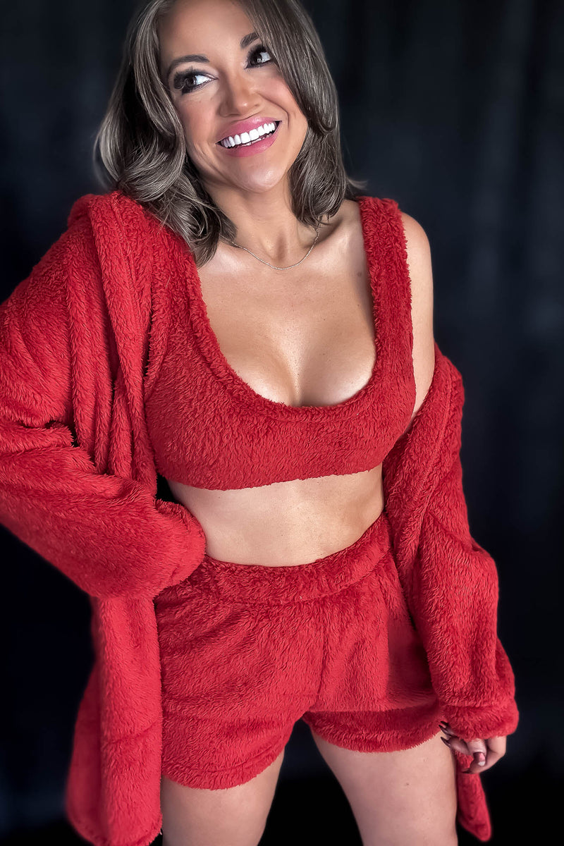 Cozy Fleece 3 Piece Cardigan Pajama Set