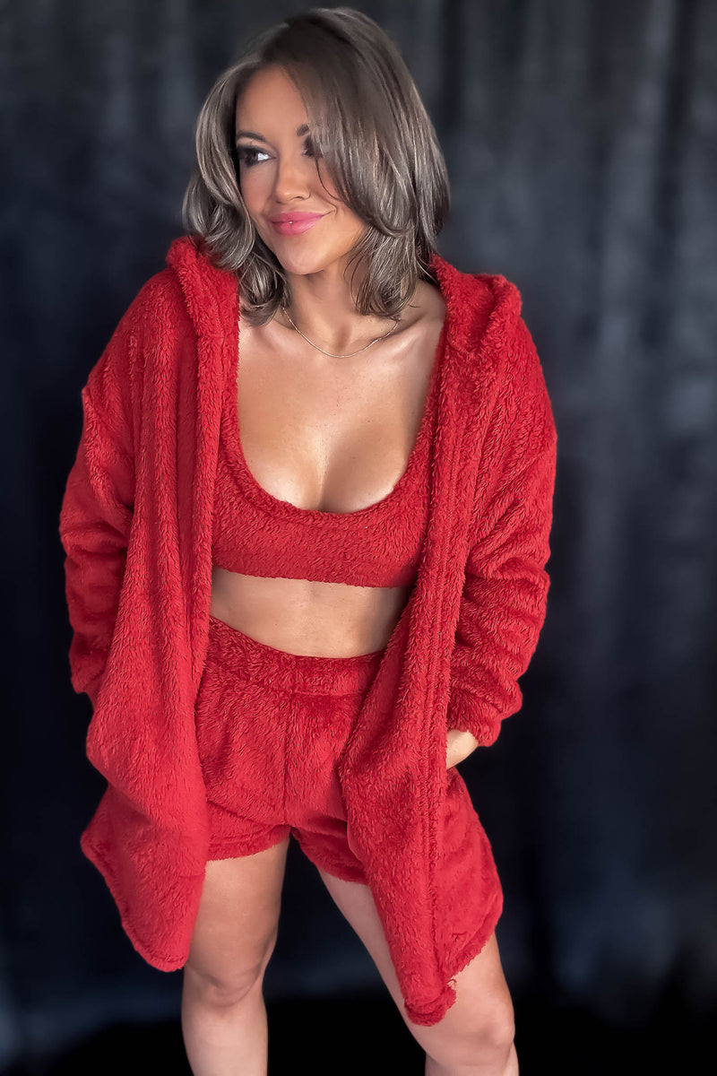 Cozy Fleece 3 Piece Cardigan Pajama Set