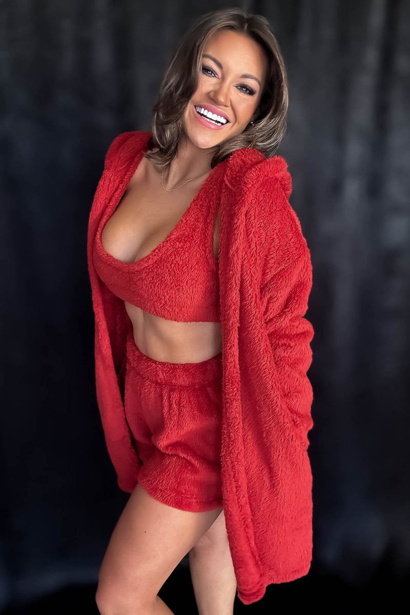 Cozy Fleece 3 Piece Cardigan Pajama Set