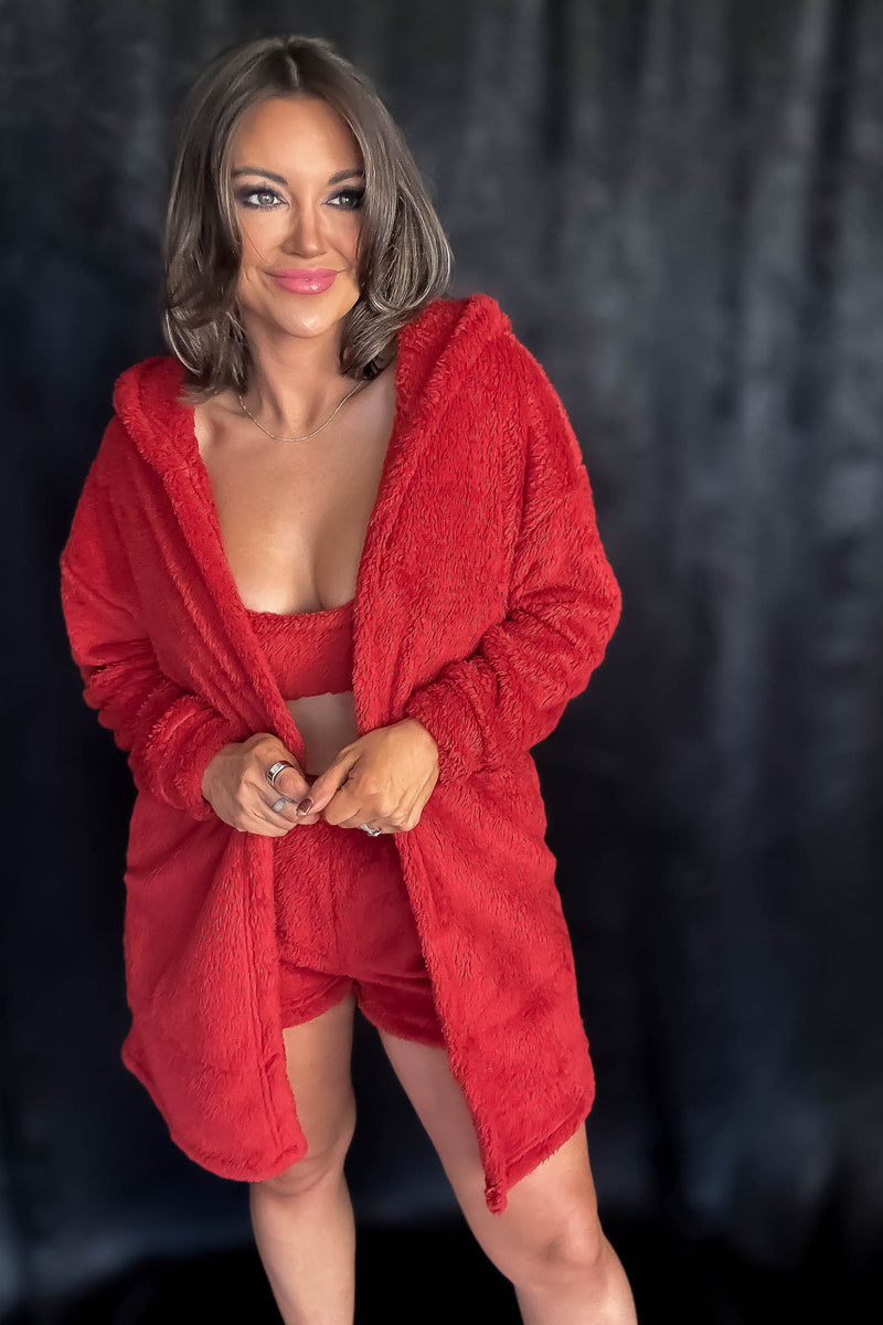 Cozy Fleece 3 Piece Cardigan Pajama Set