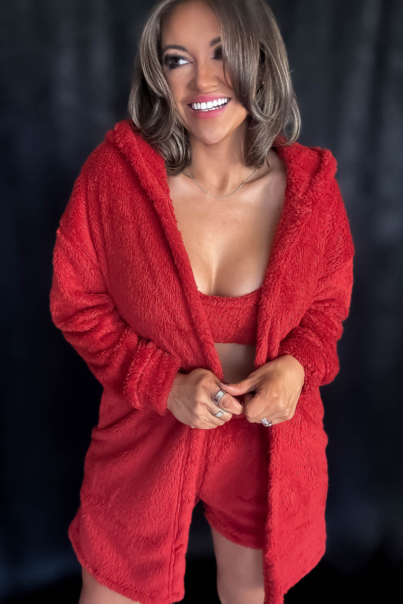 Cozy Fleece 3 Piece Cardigan Pajama Set