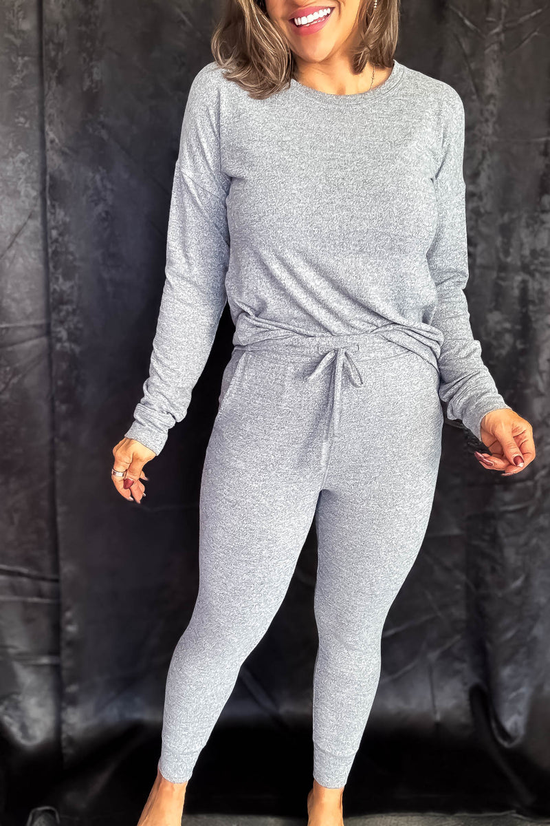 Brushed Hacci 2 Tone Grey Lounge Joggers