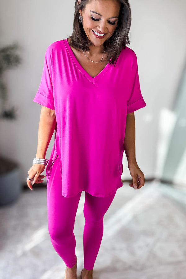 Beautiful Dreamer Neon Hot Pink Top And Legging Set