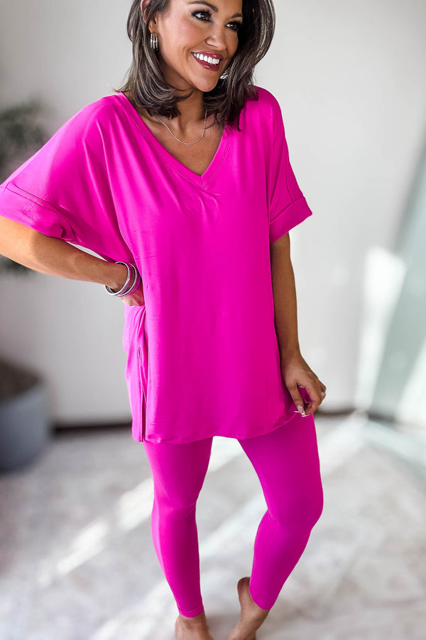 Beautiful Dreamer Neon Hot Pink Top And Legging Set