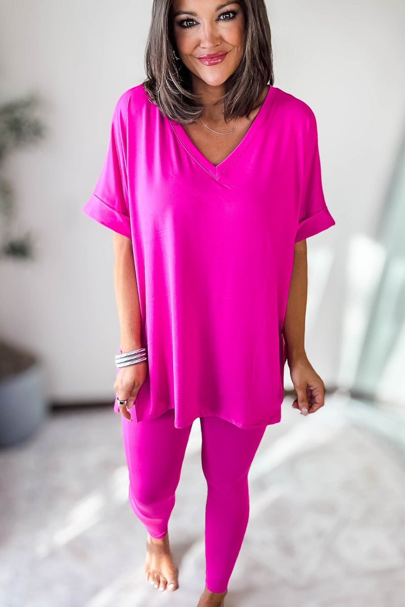 Beautiful Dreamer Neon Hot Pink Top And Legging Set