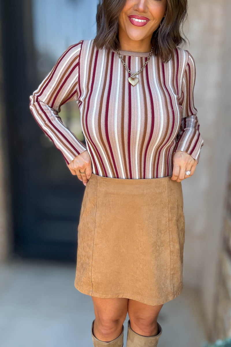 Tan Suede Mini Skirt