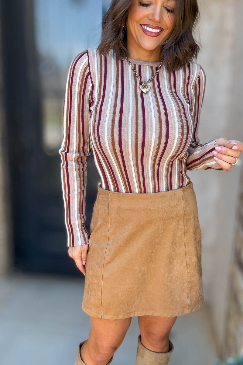 Tan Suede Mini Skirt