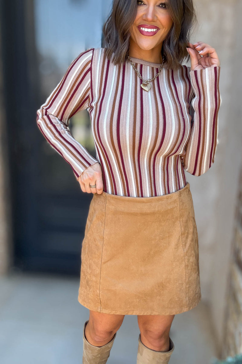 Tan Suede Mini Skirt