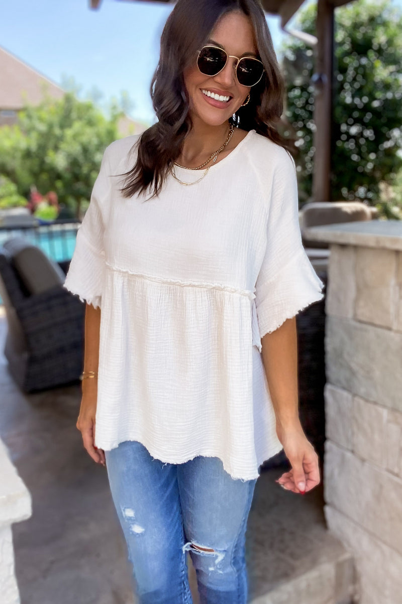 Nothing To Regret Ivory Gauze Blouse
