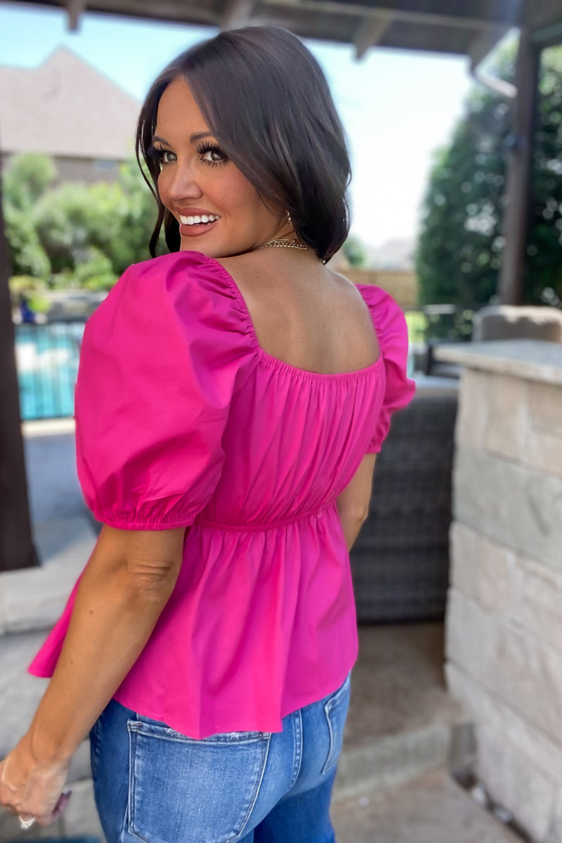 The Best Part Hot Pink Bow Top