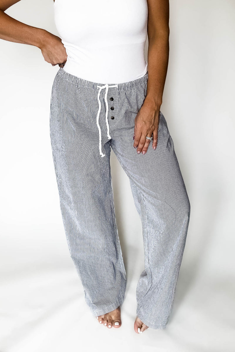Pinstripe Black Pocket Boxer Pants