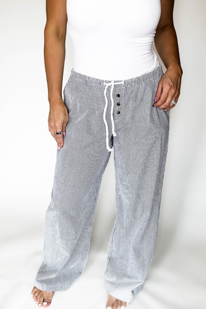 Pinstripe Black Pocket Boxer Pants