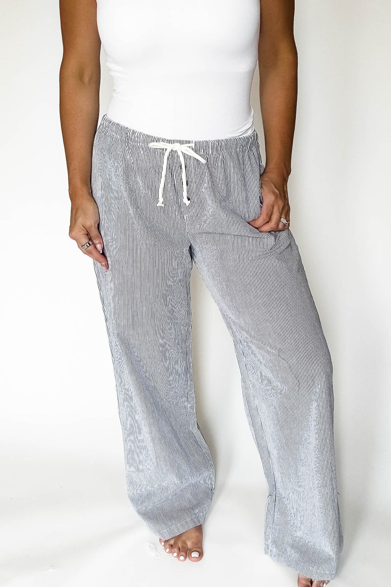 Pinstripe Black Pocket Boxer Pants