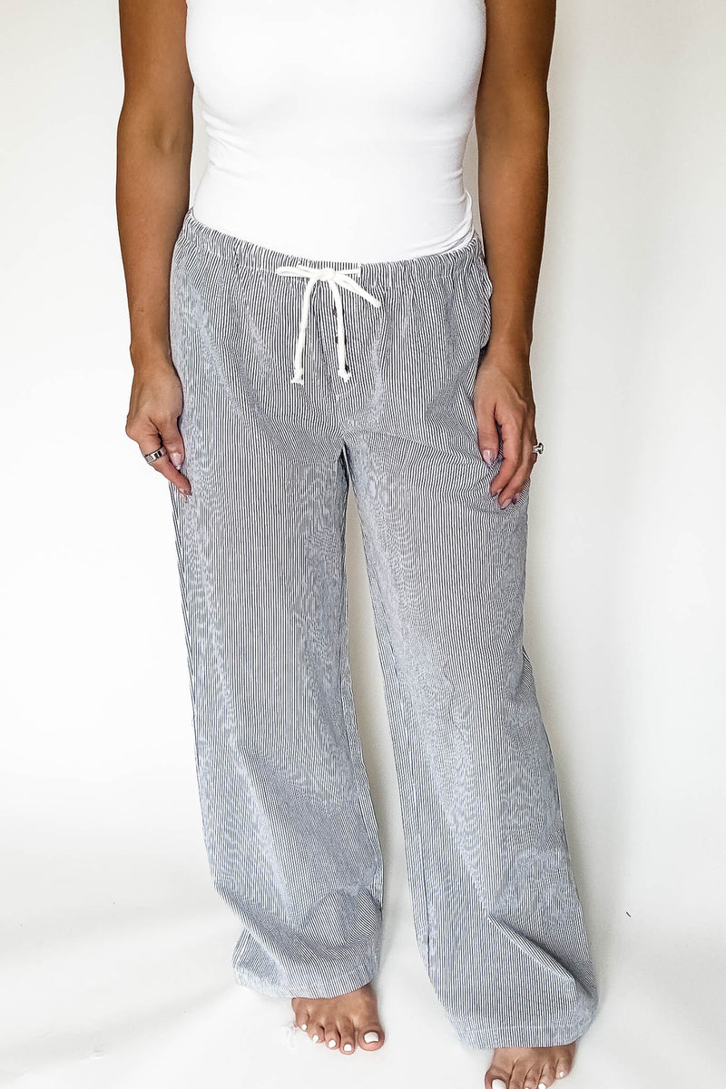 Pinstripe Black Pocket Boxer Pants