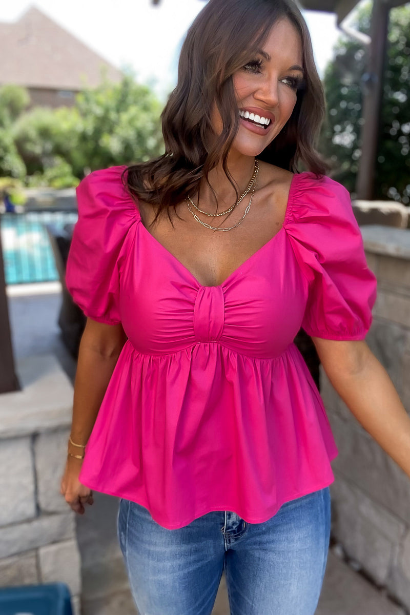 The Best Part Hot Pink Bow Top