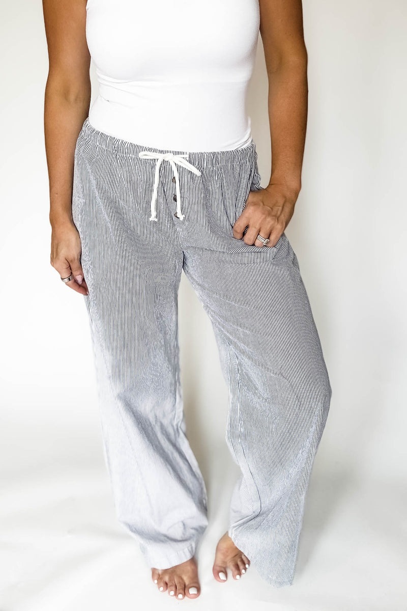Pinstripe Black Pocket Boxer Pants