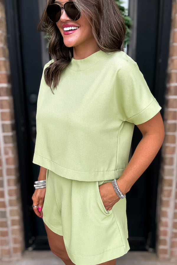 Everyday Radiance Solid Pistachio Short Sleeve Top