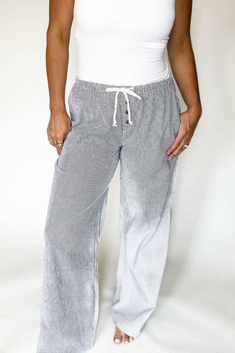 Pinstripe Black Pocket Boxer Pants