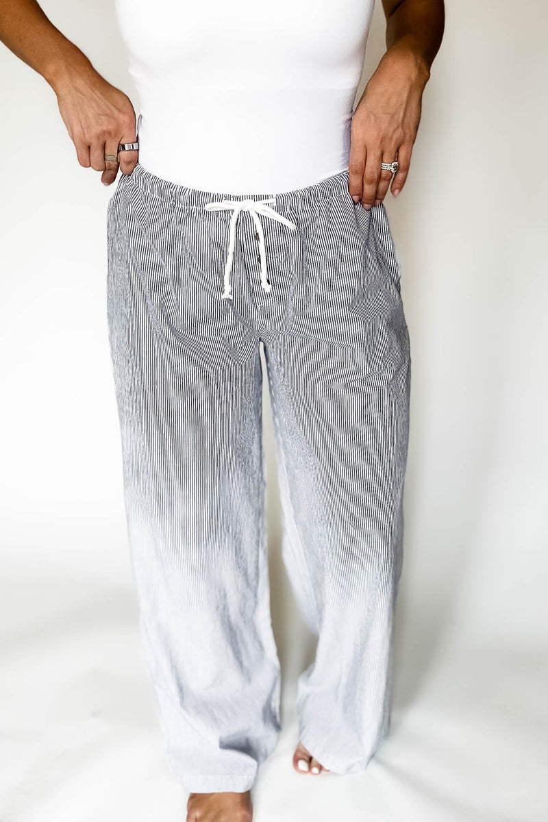 Pinstripe Black Pocket Boxer Pants