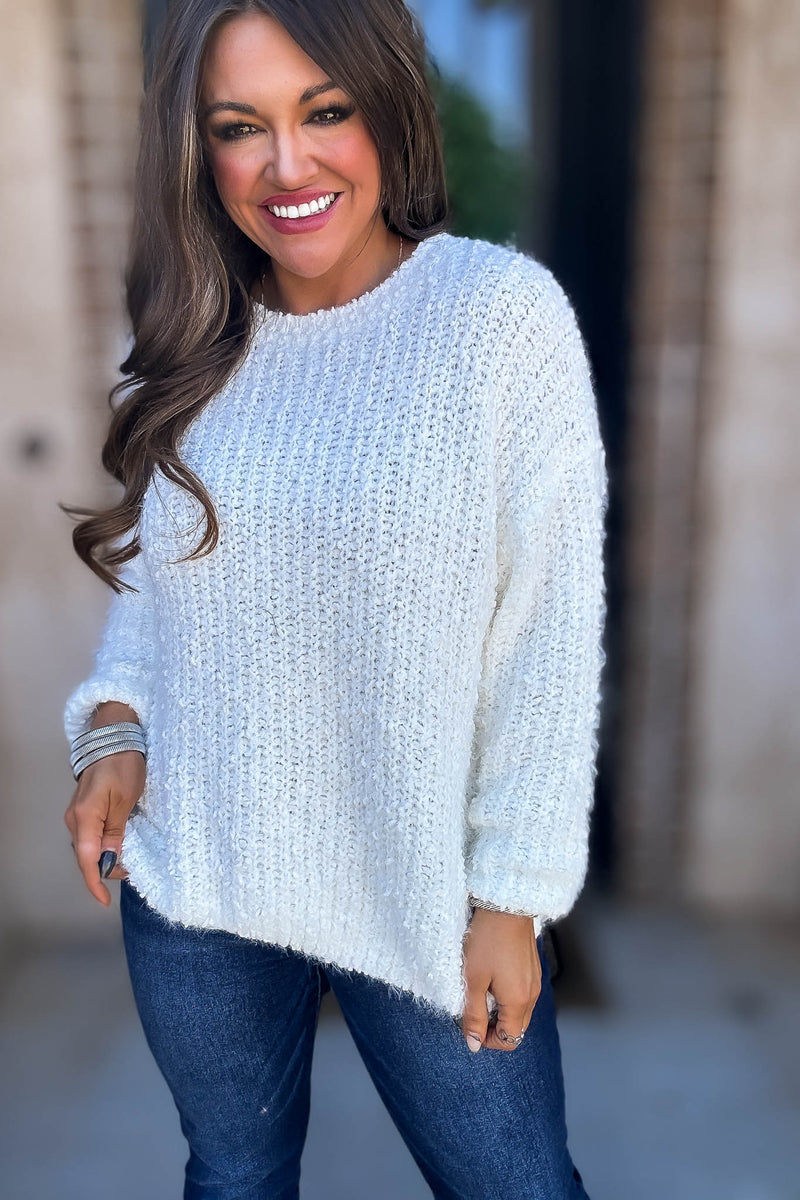 Brushed Ivory Round Neck Sweater