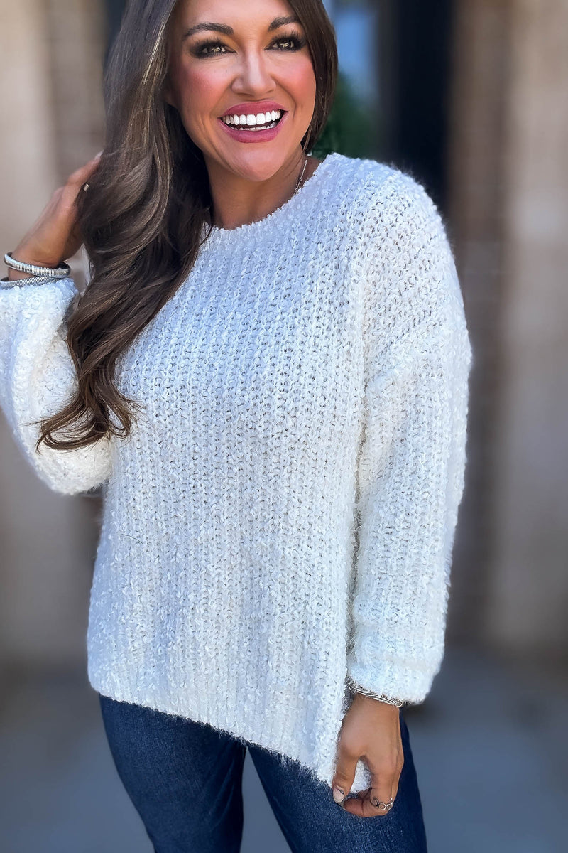 Brushed Ivory Round Neck Sweater