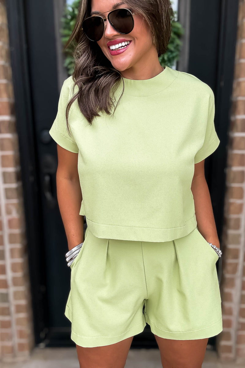 Everyday Radiance Solid Pistachio Short Sleeve Top