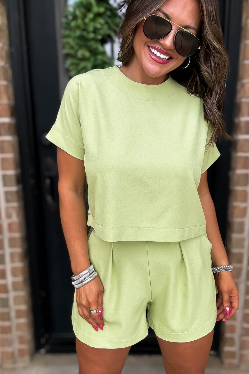 Everyday Radiance Solid Pistachio Short Sleeve Top