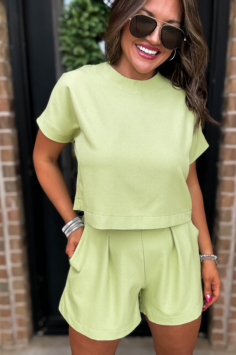 Everyday Radiance Solid Pistachio Short Sleeve Top