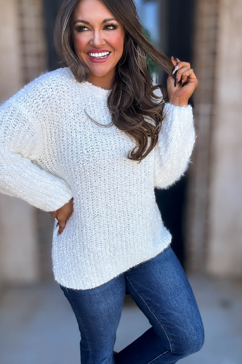 Brushed Ivory Round Neck Sweater
